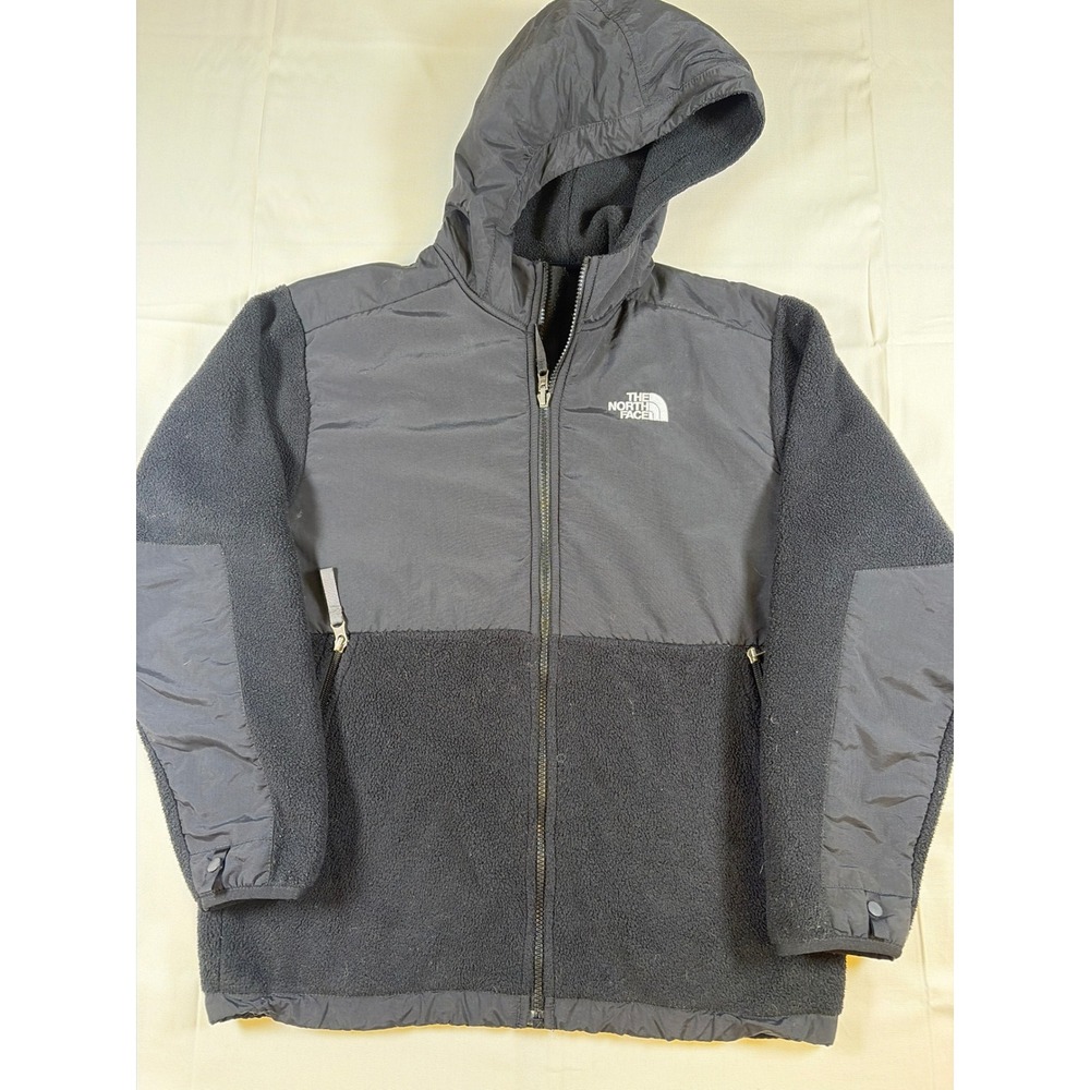 The North Face Denali Hooded Fleece Jacket Boys XL Black Polartec AAWJ